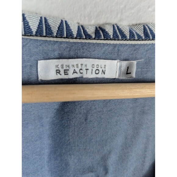 Kenneth Cole Reaction Dress Western Sz L Blue Tencel Chambray Embroidered Tunic - Picture 3 of 9